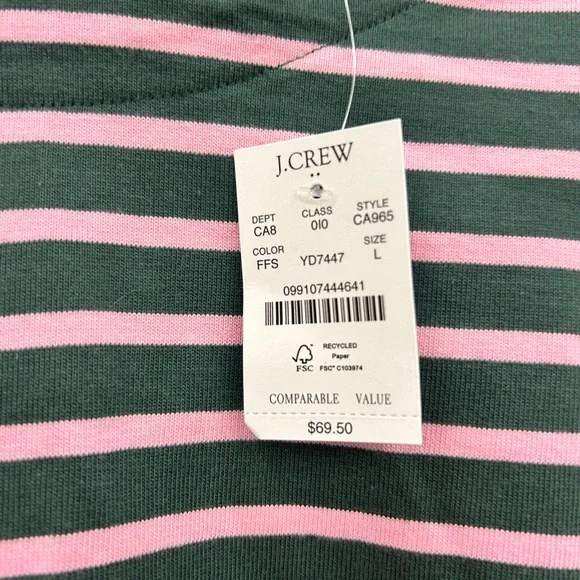 J. Crew NWT puff sleeve button back striped top LG preppy casual office - Picture 4 of 7